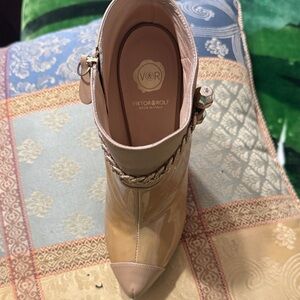 Viktor & Rolf Patent Leather Ankle Boot in Nude and Blush